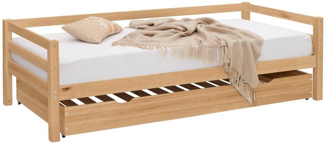 Lüttenhütt Daybett »Alpi«, mit Schubkasten aus massivem Kiefernholz, in drei unterschiedlichen Farbvarianten, Außenbreite 103 cm, Kinderbett, Einzelbett-Betten-Inspirationen