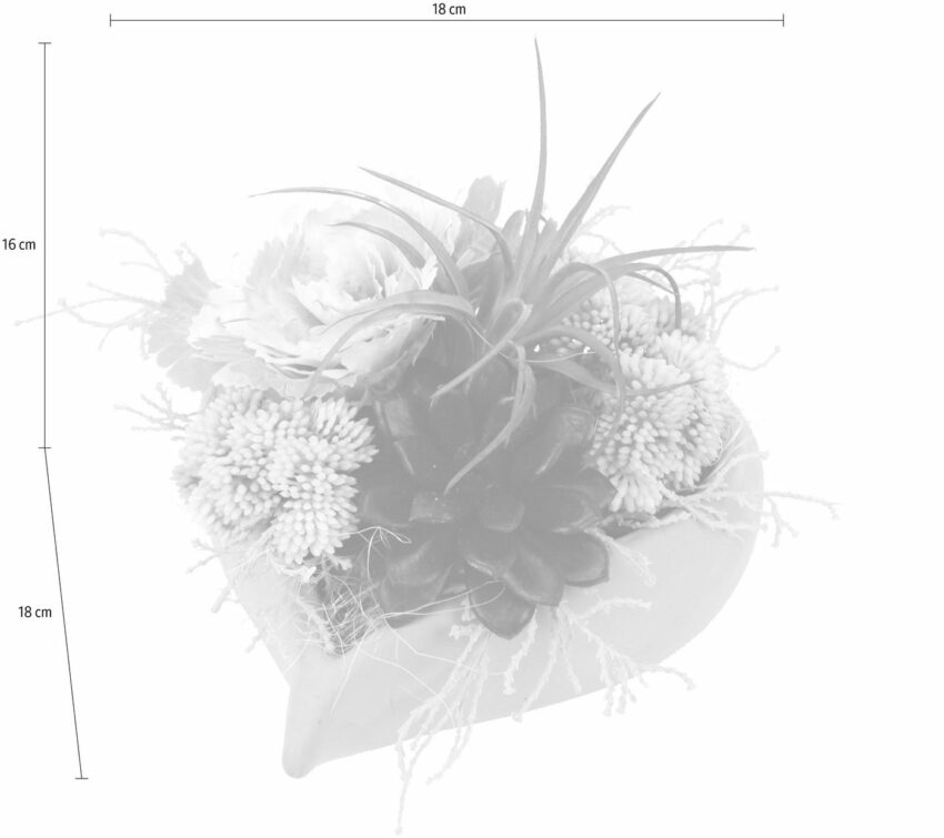Kunstblume Succulenten/Zierkohl, I.GE.A., Höhe 16 cm, im herzförmigen Topf-Kunstpflanzen-Ideen für dein Zuhause von Home Trends