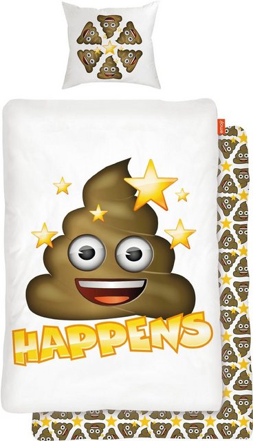 Kinderbettwäsche »Shit Happens«, mit Emoji-Bettwäsche-Inspirationen