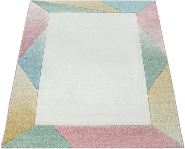Teppich »Mia 300«, Paco Home, rechteckig, Höhe 17 mm, Kurzflor, Uni-Farben mit Bordüre, Pastell-Farben, ideal im Flur & Schlafzimmer-Teppiche-Inspirationen