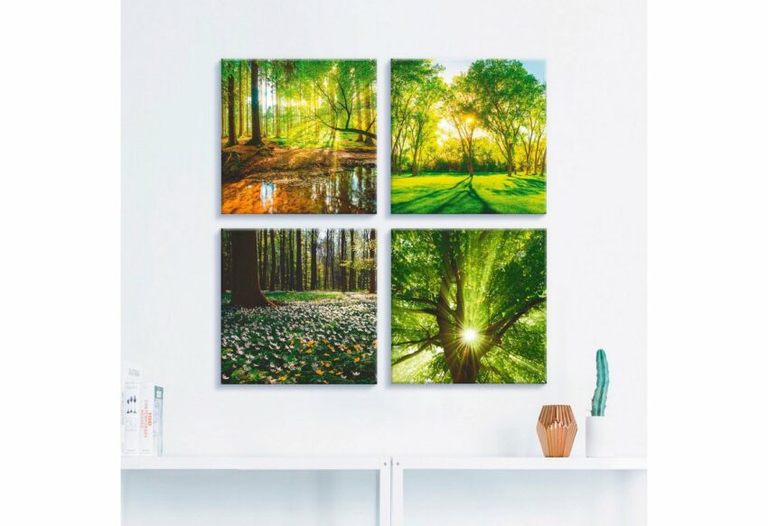 Artland Leinwandbild »Wald Bach Frühling Windrosen Sonne Baum«, Wald (4 Stück)-Bilder-Ideen für dein Zuhause von Home Trends