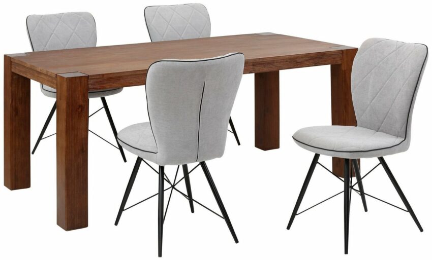 Home affaire Essgruppe »Gimbi«, (Set, 5-tlg), bestehend aus 1 Esstisch aus massivem Holz und 4 Stühlen mit schönem Webstoff Bezug-Essgruppen-Ideen für dein Zuhause von Home Trends