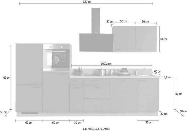 Express Küchen Küchenzeile »Scafa«, ohne E-Geräte, vormontiert, mit Vollauszug und Soft-Close-Funktion, Breite 320 cm-Küchenzeilen-Inspirationen