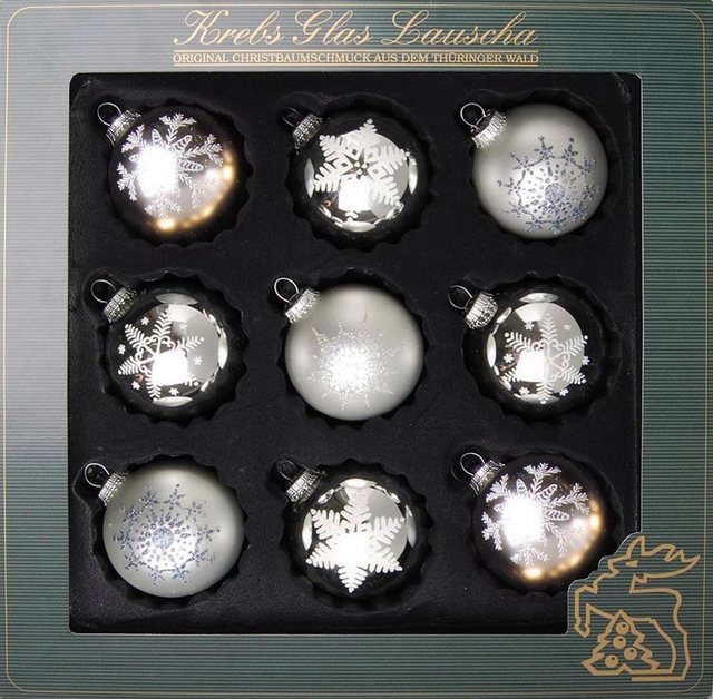 Krebs Glas Lauscha Weihnachtsbaumkugel (9 Stück), mundgeblasen, mit Dekor-Weihnachtskugeln-Inspirationen