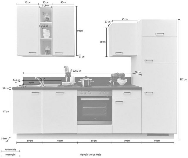 Express Küchen Küchenzeile »Bari«, ohne E-Geräte, mit Soft-Close-Funktion und Vollauszug, vormontiert, Breite 280 cm-Küchenzeilen-Inspirationen