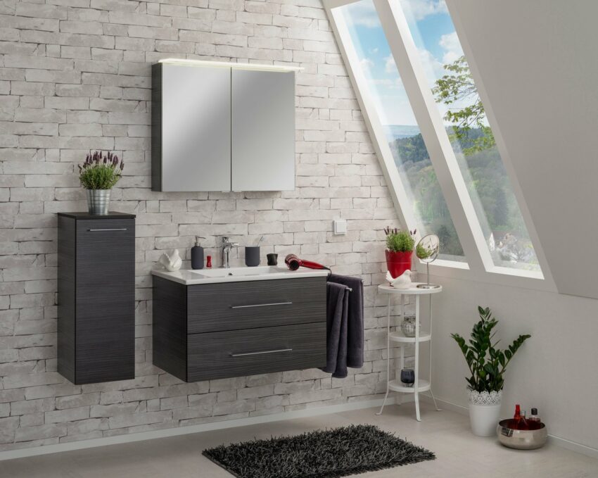 FACKELMANN Spiegelschrank »PE 80 - Dark-Oak« Breite 80 cm, 2 Türen, doppelseitig verspiegelt-Schränke-Ideen für dein Zuhause von Home Trends