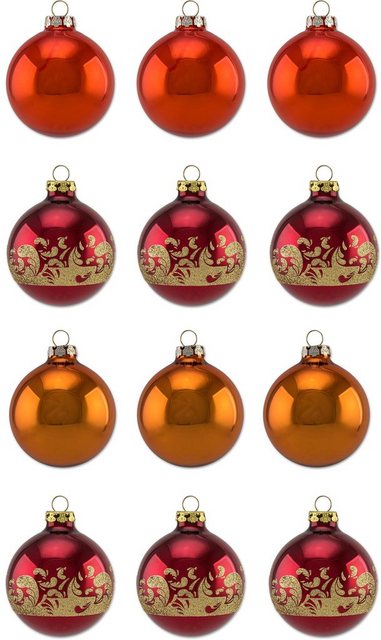 Thüringer Glasdesign Weihnachtsbaumkugel »Sienna« (12 Stück), Ø 6 cm, mit Motivkugeln, Made in Germany-Weihnachtskugeln-Inspirationen