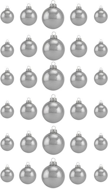 Thüringer Glasdesign Weihnachtsbaumkugel »Silber Glanz« (30 Stück), Made in Germany-Weihnachtskugeln-Inspirationen