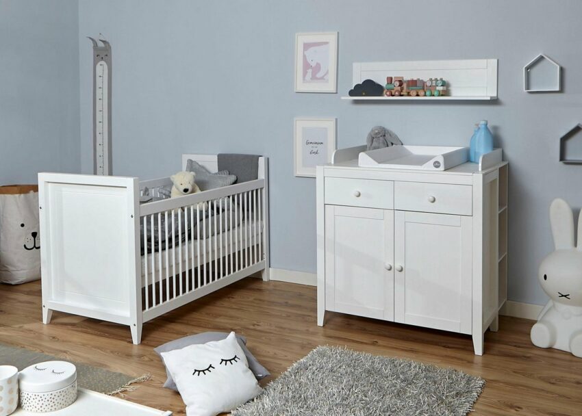 Ticaa Babyzimmer-Komplettset »Rosa«, (Set, 5-St), Bett + Wickelkommode + Schrank + Wandregal + Anstellregal-Komplettzimmer-Ideen für dein Zuhause von Home Trends