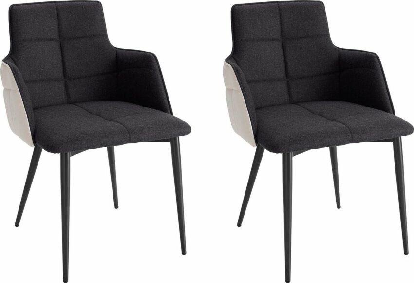 Places of Style Esszimmerstuhl »Iris«, 2er Set, mit schönem Webstoff Bezug, schwarzem Metallgestell, Sitzhöhe 45 cm-Stühle-Ideen für dein Zuhause von Home Trends