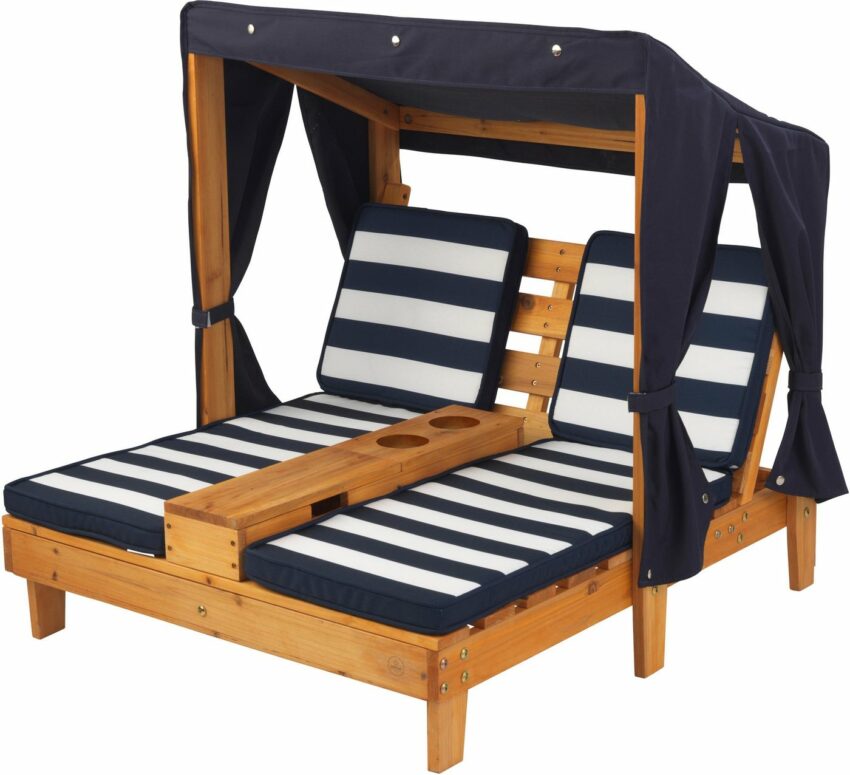 KidKraft® Kinderklappstuhl »Doppelte Sonnenliege mit Getränkehaltern, weiß-blau«-Stühle-Ideen für dein Zuhause von Home Trends