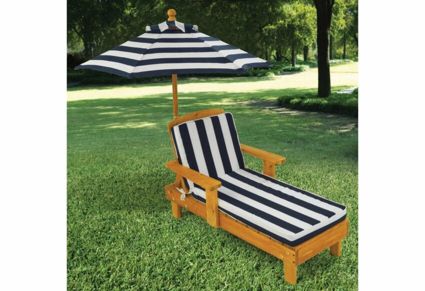 KidKraft® Kinderklappstuhl »Liegestuhl mit Sonnenschirm, weiß-blau«-Stühle-Ideen für dein Zuhause von Home Trends