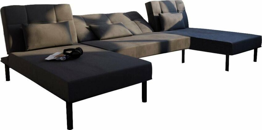 COLLECTION AB Wohnlandschaft, inklusive Bettfunktion, mit eleganter Steppung im Rückenteil, inklusive Zierkissen, mit stylischen schwarzen Metallfüßen-Sofas-Ideen für dein Zuhause von Home Trends