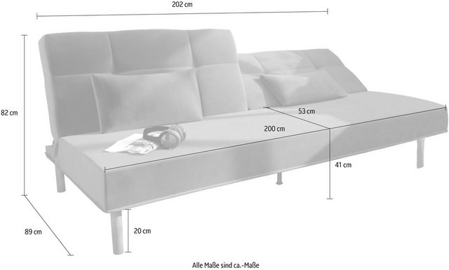 COLLECTION AB Sofa, mit Bettfunktion, elegante Steppung im Rückenteil, inklusive 2 Nierenkissen, stylische schwarze Metallfüße-Sofas-Inspirationen