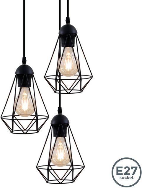 B.K.Licht Pendelleuchte, LED Hängelampe schwarz Metall Draht Vintage Hängeleuchte Retroleuchte E27-Lampen-Inspirationen