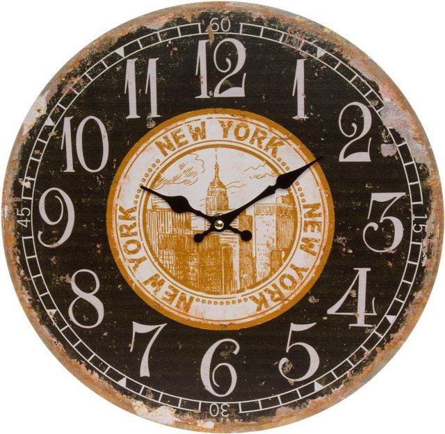 Myflair Möbel & Accessoires Wanduhr »New York, schwarz« (rund, Ø 33,8 cm, Vintage Optik, dekorativ in Küche & Wohnzimmer)-Uhren-Inspirationen