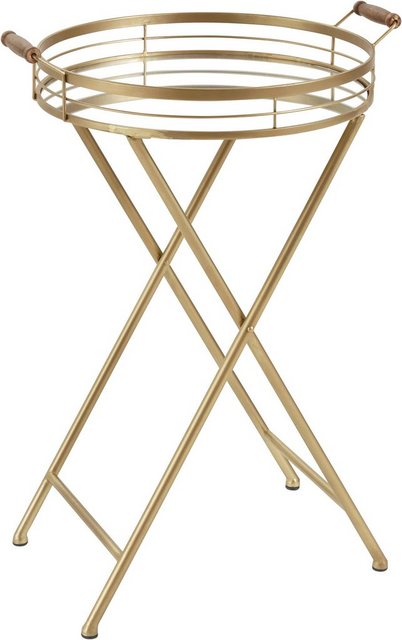 Leonique Beistelltisch »Marième«, mit Ablagefläche aus Spiegelglas, goldfarbenes Gestell-Tische-Inspirationen