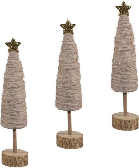 Dekobaum (Set, 3 Stück), aus Holz und Wolle, Höhe je ca. 25 cm-Dekoweihnachtsbäume-Inspirationen