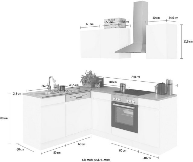 OPTIFIT Winkelküche »Roth«, ohne E-Geräte, Stellbreite 210 x 175 cm-Küchenzeilen-Inspirationen