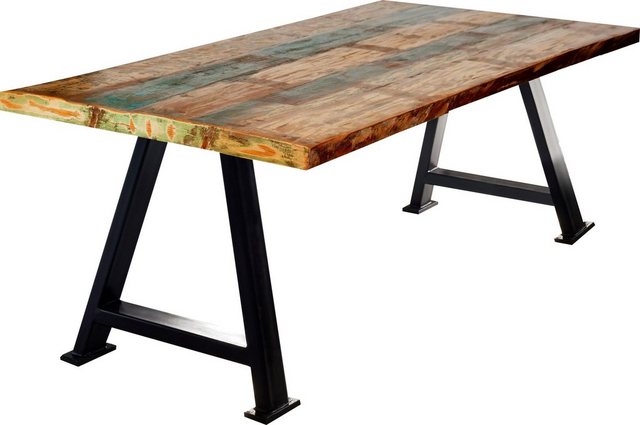 SIT Esstisch »Tops&Tables«, mit Platte aus recyceltem Altholz mit Farbresten, Shabby Chic, Vintage-Tische-Inspirationen