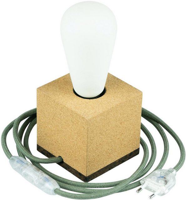 SEGULA Tischleuchte »Tischlampe Korkwürfel, 2m Textilkabel grün«, Mit Schalter-Lampen-Inspirationen