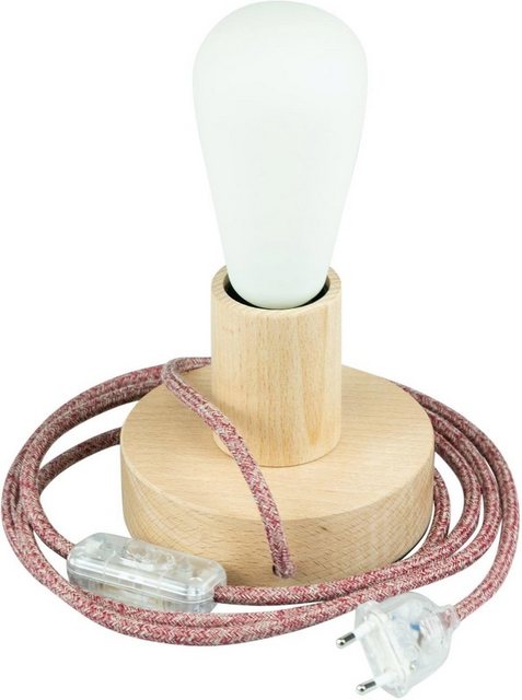SEGULA Tischleuchte »Tischlampe Holzrondell, 2m Textilkabel burgund«, Mit Schalter-Lampen-Inspirationen
