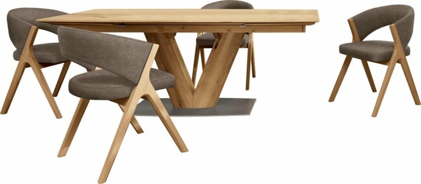 GWINNER Essgruppe »Anzio«, (Set, 5-tlg), inkl. 4 Stühle wahlweise mit Stoff oder Leder bezogen, Tischplatte in Balkeneiche furniert-Essgruppen-Ideen für dein Zuhause von Home Trends