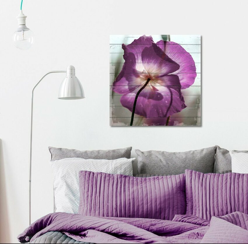 queence Holzbild »Lila Blüte«, 40x40 cm-Bilder-Ideen für dein Zuhause von Home Trends