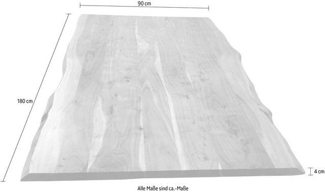SIT Tischplatte, aus Massivholz Akazie, mit Baumkante-Tischplatten-Inspirationen