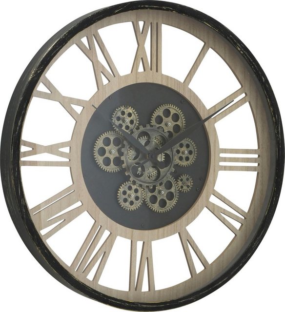 my home Wanduhr »Takto« (XXL, rund, Ø 57 cm groß, aus Metall & Holz, römische Ziffern, dekorative Zahnräder)-Uhren-Inspirationen
