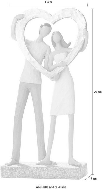 GILDE Dekofigur »Skulptur Liebespaar - Herz« (1 Stück), Dekoobjekt, Höhe 27 cm, handbemalt, mit Herz, romantisch, Wohnzimmer-Figuren-Inspirationen