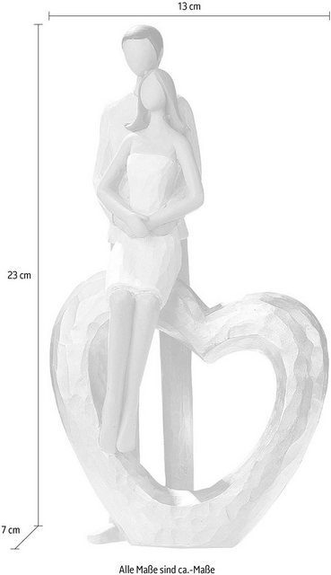 GILDE Dekofigur »Skulptur Liebespaar - Herz« (1 Stück), Dekoobjekt, Höhe 23 cm, handbemalt, mit Herz, romantisch, Wohnzimmer-Figuren-Inspirationen