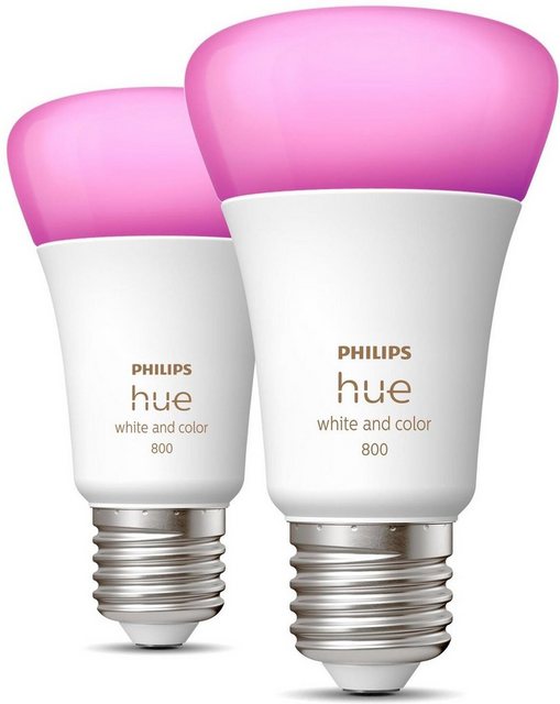 Philips Hue »Philips Hue White & Col. Amb. E27 Doppelpack 2x570lm 60W!« LED-Leuchtmittel, E27, 2 Stück, Warmweiß, Farbwechsler-Leuchtmittel-Inspirationen