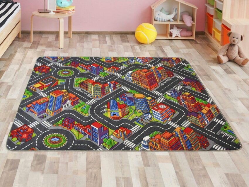 Kinderteppich »BIG CITY«, Primaflor-Ideen in Textil, rechteckig, Höhe 5 mm, Straßen-Spiel-Teppich, Straßenbreite ca. 9 cm, Kinderzimmer-Teppiche-Ideen für dein Zuhause von Home Trends