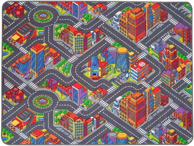 Kinderteppich »BIG CITY«, Primaflor-Ideen in Textil, rechteckig, Höhe 5 mm, Straßen-Spiel-Teppich, Straßenbreite ca. 9 cm, Kinderzimmer-Teppiche-Inspirationen