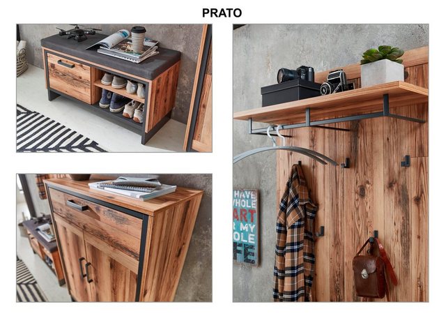 Innostyle Garderobenpaneel »Prato«, inklusive Reilingsystem und Haken in Metall, graphit matt-Garderoben-Inspirationen