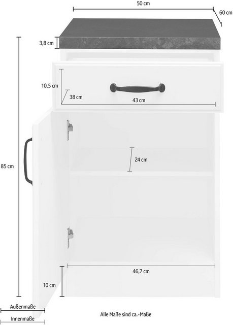 wiho Küchen Unterschrank »Erla« 50 cm breit mit Kassettenfront-Schränke-Inspirationen