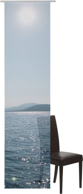 Schiebegardine »Ocean«, ELBERSDRUCKE, Klettband (1 Stück), Schiebevorhang mit Klettband Ocean 01 blau 245x60 cm halbtransparent Digitaldruck-Gardinen-Inspirationen