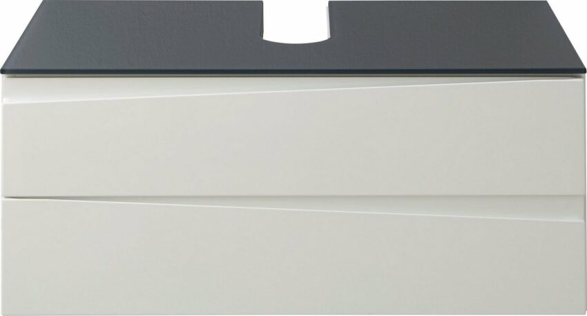 byLIVING Waschbeckenunterschrank »Shape« Breite 80 cm, Front Hochglanz weiß, Deckeplatte Glas anthrazit-Schränke-Ideen für dein Zuhause von Home Trends