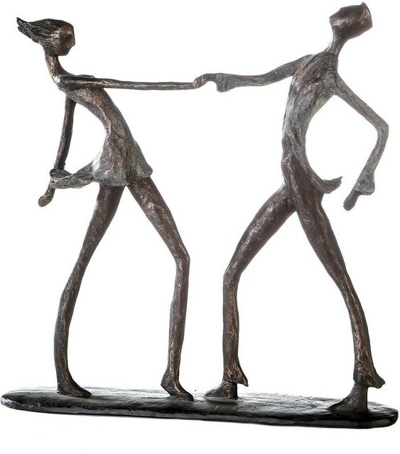 Casablanca by Gilde Dekofigur »Skulptur Jive« (1 Stück), Dekoobjekt, Höhe 36 cm, Tänzer, mit Spruchanhänger, Wohnzimmer-Figuren-Inspirationen