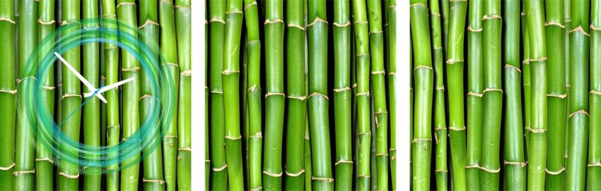 Conni Oberkircher´s Bild mit Uhr »Green Bamboo II - Bambus I«, Natur (Set), mit dekorativer Uhr, Wellness, Entspannung-Bilder-Ideen für dein Zuhause von Home Trends