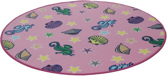 Kinderteppich »Meereswelt Muschel«, Living Line, rund, Höhe 7 mm, Velours, Motiv Meerestiere, Kinderzimmer-Teppiche-Inspirationen