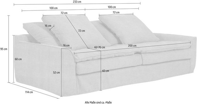 furninova Big-Sofa »Sake«, inklusive 4 Kissen, abnehmbarer und waschbarer Hussenbezug, Kissen mit Federn gefüllt, Memoryschaum, im skandinavischen Design-Sofas-Inspirationen
