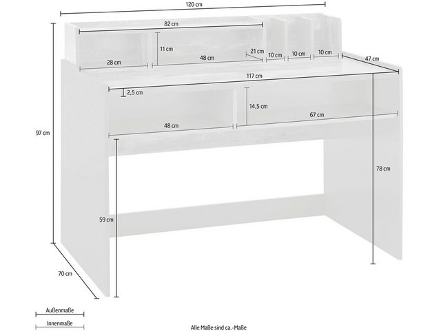 OTTO products Schreibtisch »Jaaron«, Breite 120 cm, 7 offene Fächer-Tische-Inspirationen