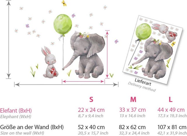 little DECO Wandtattoo »Little Deco Wandtattoo Hase & Elefant mit Ballon Grün«-Wandtattoos-Inspirationen