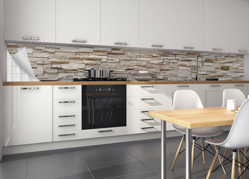 MySpotti Küchenrückwand »fixy Rustical Bricks«, selbstklebende und flexible Küchenrückwand-Folie-Küchenrückwände-Ideen für dein Zuhause von Home Trends