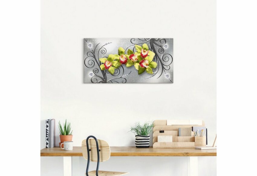 Artland Wandbild »Grüne Orchideen auf Ornamenten«, Blumenbilder (1 Stück), in vielen Größen & Produktarten - Alubild / Outdoorbild für den Außenbereich, Leinwandbild, Poster, Wandaufkleber / Wandtattoo auch für Badezimmer geeignet-Bilder-Ideen für dein Zuhause von Home Trends