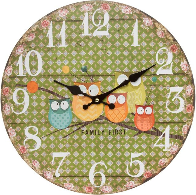 Myflair Möbel & Accessoires Wanduhr »Owl« (rund, Ø 33,8 cm, Motiv Eulen, dekorativ in Küche & Wohnzimmer)-Uhren-Inspirationen