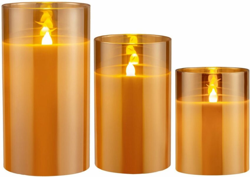 Pauleen LED-Kerze »Classy Golden« (Set, 3-tlg), Wachskerze Gold, Timer-Kerzen-Ideen für dein Zuhause von Home Trends