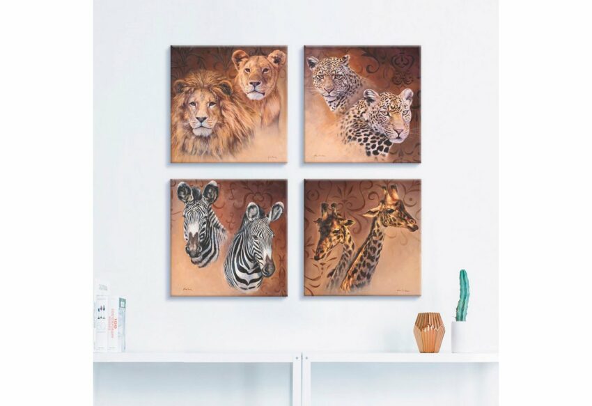 Artland Leinwandbild »Löwen Leoparden Zebra Giraffen«, Wildtiere (4 Stück)-Bilder-Ideen für dein Zuhause von Home Trends